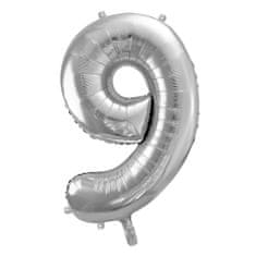 Moja zabava Balon številka 9 srebrna