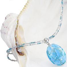 Lampglas Elegantna ogrlica iz modre čipke z Lampglas s čistim srebrom NP4