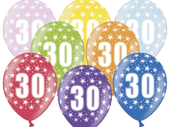 SELIS baloni 30 let, 30 cm, 6 kosov