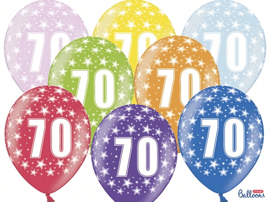 SELIS baloni 70 let, 30 cm, 6 kosov