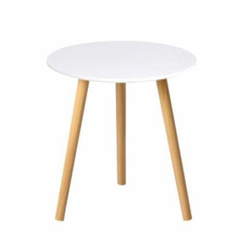 KONDELA Okrogla pomožna mizica Pamino - bela/hrast