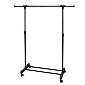KONDELA Premično stojalo za oblačila Hilar - nerjaveče jeklo / črno