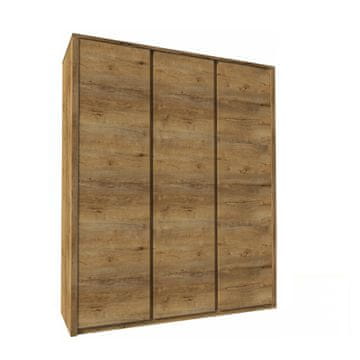 KONDELA Garderobna omara Montana S3D 3D - Lefkada temni hrast