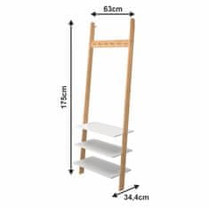 KONDELA Lesen obešalnik s policami Marike Tip 2 - bambus / bel