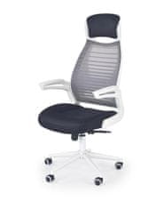 Halmar Franklin pisarniški stol z naslonjali za roke - bel/črn/siv