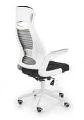 Halmar Franklin pisarniški stol z naslonjali za roke - bel/črn/siv