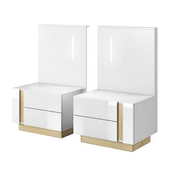 KONDELA Mesto nočna omarica (2 kom) z osvetlitvijo