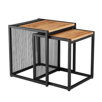 KONDELA Stranska mizica (2 kom) Rimbo - hrast / črna