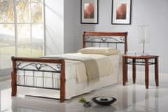 Halmar Kovinska enojna postelja z letvico Veronica 90 - starinska češnja / črna
