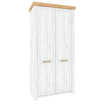 KONDELA Dvovratna omara Sudbury F - zlati craft hrast / beli craft hrast