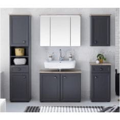 KONDELA Visoka kopalniška omarica Toskana - temno siva / hrast