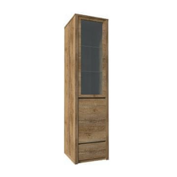 KONDELA Vitrina Montana W1D - Lefkada temni hrast