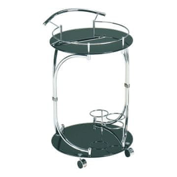 KONDELA Servirna miza na kolesih Vesna - črno steklo / krom