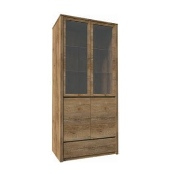 KONDELA Vitrina Montana W2D - Lefkada temni hrast