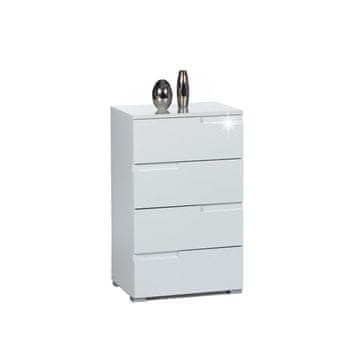 KONDELA Komoda Spice 4 - bela visoki sijaj