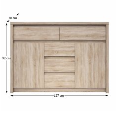 KONDELA Dvovratna komoda Norty Tip 10 - sonoma hrast