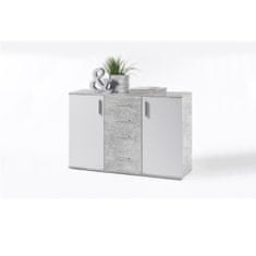 KONDELA Komoda trodelna Poppy 5 - bela / beton