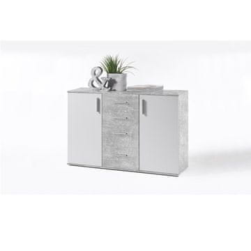 KONDELA Komoda trodelna Poppy 5 - bela / beton