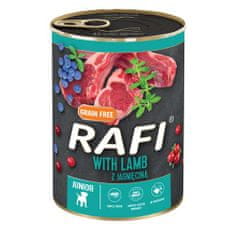 RAFI Junior mokra hrana za pse z jagnjetino 400 g konzerva