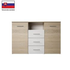 KONDELA Dvovratna komoda Gabriela - hrast sonoma / bela