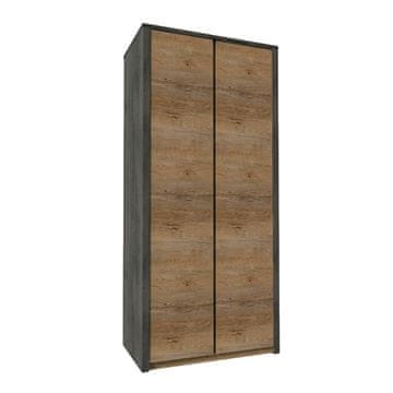 KONDELA Omara Montana S2D - temni hrast Lefkas / gladko siva