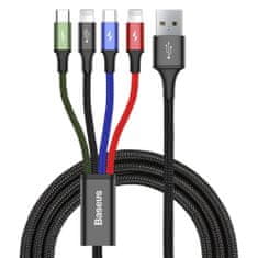 BASEUS Rapid kabel USB / 2x Lightning / USB-C / Micro USB 3.5A 1.2m, črna