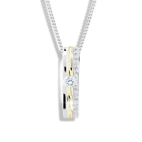 Modesi Dvobarvna srebrna ogrlica z cirkoni M46025 (veriga, obesek)