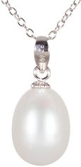 JwL Luxury Pearls Srebrna ogrlica s pravim biserom JL0436 (veriga, obesek) (Dolžina 45 cm)