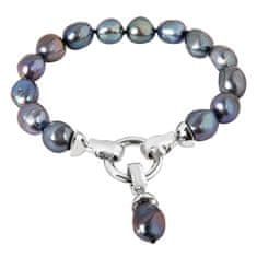 JwL Luxury Pearls Zapestnica iz pravih kovinsko modrih biserov JL0562
