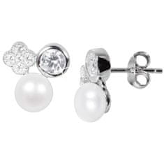 JwL Luxury Pearls Fini uhani s pravim biserjem in cirkoni JL0539