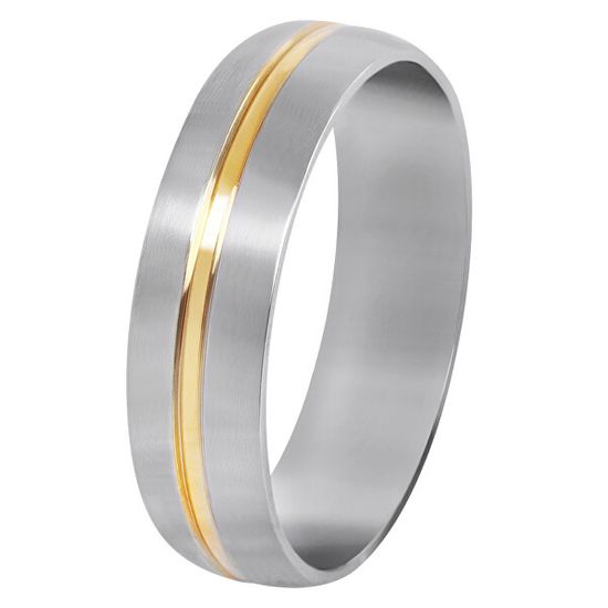 Troli Jekleni poročni prstan z zlatim pasom