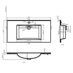 Vidaxl Vgradni umivalnik 900x460x130 mm SMC bel