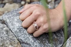 Beneto Roza pozlačen srebrn prstan s cirkoni AGG331 (Obseg 60 mm)