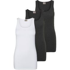 Vero Moda 3 PACK - ženska majica brez VMMAXI MY SOFT LONG 10229554 Bright White in Dark Grey Melange (Velikost XS)