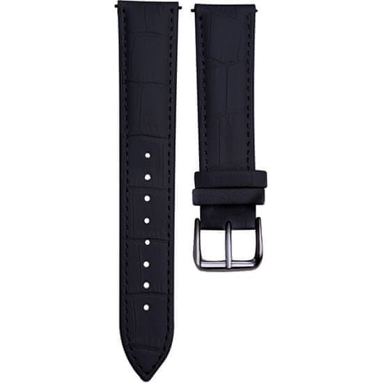 4wrist Leather strap with crocodile pattern - Black