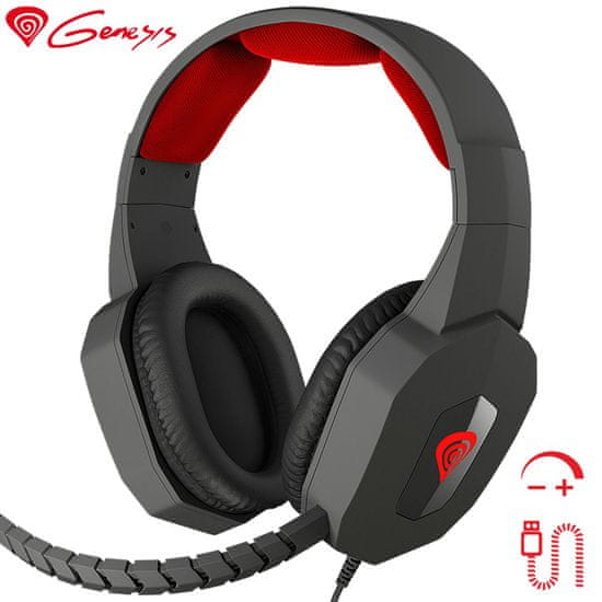 Genesis Argon 400 gaming slušalke, mikrofon, črno-rdeče