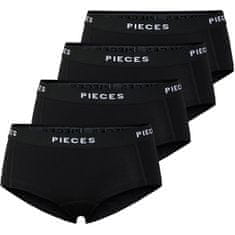 Pieces 4 PACK - ženske hlačke Boxer PCLOGO 17106857 Black (Velikost L)