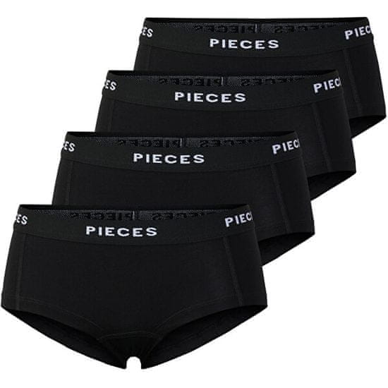 Pieces 4 PACK - ženske hlačke Boxer PCLOGO 17106857 Black