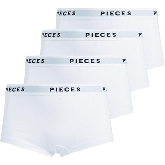 Pieces 4 PAKET - ženske spodnjice Boxer PCLOGO 17106857 Bright White