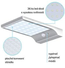 Bezdoteku LEDSolar 36 zid svetilka s podaljškom bela, s senzorjem, brezžično, 2,5 W, hladno barva