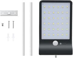 Bezdoteku LEDSolar 36 zid svetilka s podaljškom Črna, s senzorjem, brezžično, 2,5 W, hladno barva