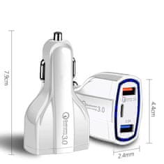 MG Universal avtomobilski adapter 2x USB / USB C QC3.0, črna