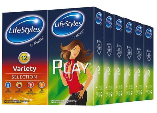 Lifestyles Skyn Variety & Play kondomi, 144 kosov (6 paketov + 6 paketov gratis)