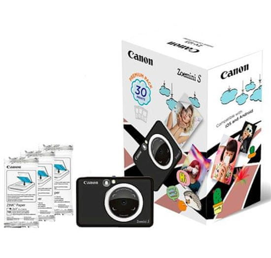 Canon ZOEMINI S fotoaparat z vgrajenim tiskalnikom, mat črn + 20 listov papirja za tiskanje