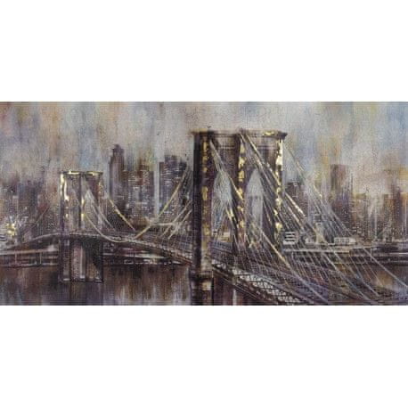 LAALU.cz Ročno poslikana slika Brooklynski most 140 x 70 cm