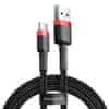 Trpežen, prožen USB-C kabel s podporo za hitro polnjenje QC3.0, 3A, 1 m, črno-rdeč