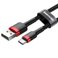 BASEUS Vzdržljiv najlonski kabel USB - USB-C QC3.0 3A 0,5M črna/rdeča