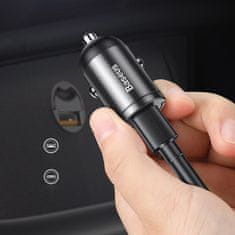 BASEUS Mini avtomobilski polnilnik Tiny Star USB 30W Quick Charge siv