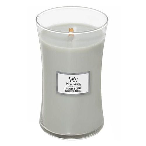 Woodwick Sveča ovalna vaza , Sivka in cedra, 609,5 g