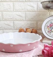 Isabelle Rose Keramični pekač za pito v roza barvi z belimi pikami 27 cm